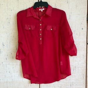 3/4 sleeve button up blouse